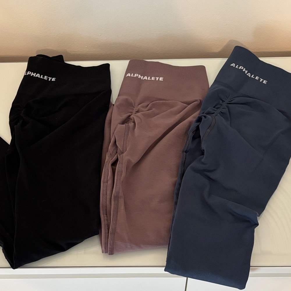 Alphalete Trio Leggings - Black, Dusty Rose, Navy